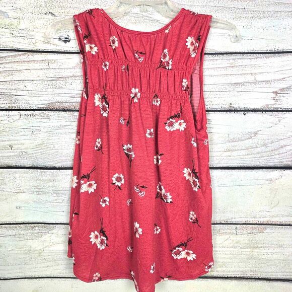 Maurices Red Floral Sleeveless Peasant Top M - Picture 3 of 5